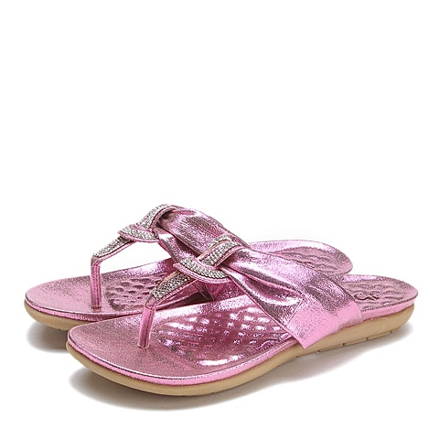 ：15MINS/15分钟夏季专柜同款粉色布纹PU女鞋A9Z1DBT4
