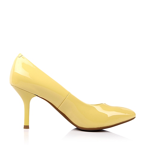 百丽旗下15MINS/15分钟春季专柜同款黄色漆PU女鞋UCG63AQ4