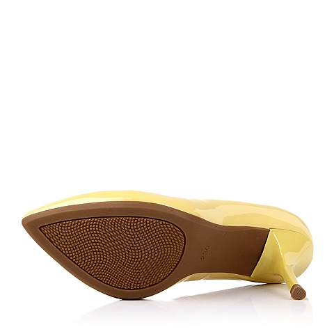 百丽旗下15MINS/15分钟春季专柜同款黄色漆PU女鞋UCG63AQ4