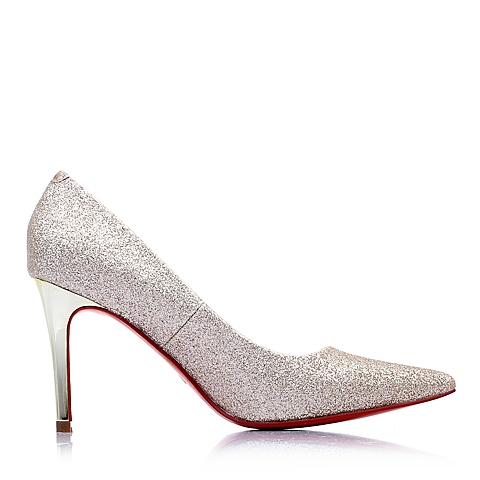 ：15MINS百丽旗下15分钟年春季专柜同款金色亮片布女单鞋UAQ01AQ5