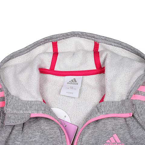 Adidas/阿迪达斯童装专柜同款 秋季LG AG FZ HOODIE灰色女童混搭连帽针织茄克W5275