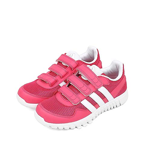Adidas/阿迪达斯童鞋桃红网布女小童超轻训练鞋Q21157