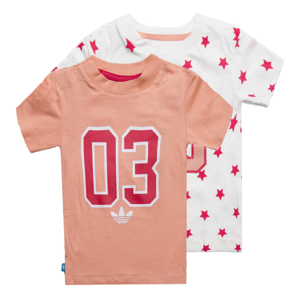 adidas阿迪三叶草专柜同款女婴童2件短袖T恤S14371