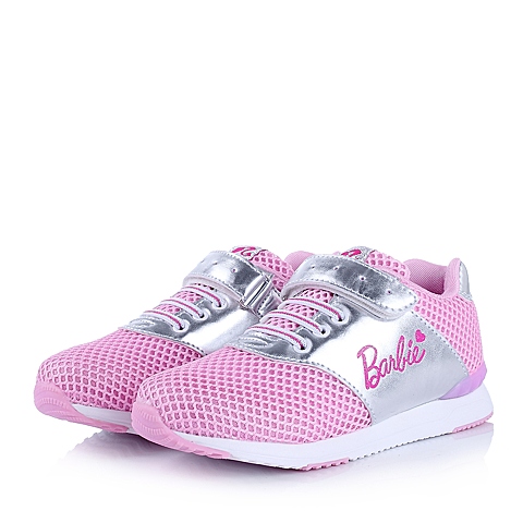 BARBIE/芭比童鞋2015春季新款PU/织物粉色女中童运动鞋DA1322