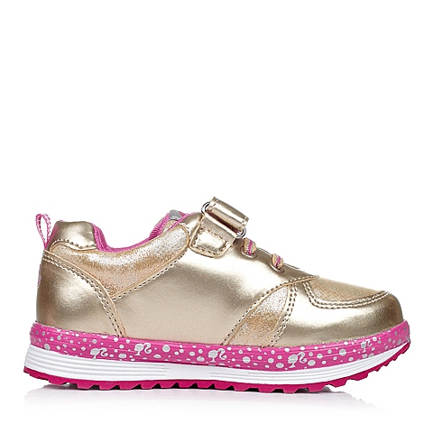 BARBIE/芭比童鞋2015秋季新品金色PU/织物女小童休闲跑步鞋DA1477