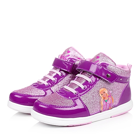 BARBIE/芭比冬季紫色PU/织物女中童板鞋DA1516