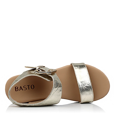 BASTO/百思图夏季金色金属牛皮女皮凉鞋685-5BL4
