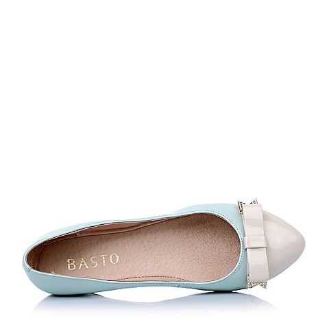 BASTO/百思图春季专柜同款米/兰-漆皮牛皮女单鞋TTK35AQ5