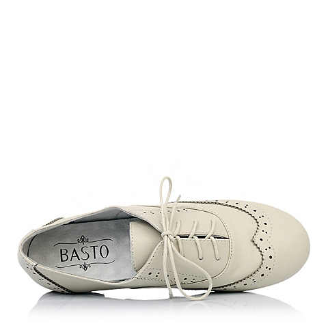 BASTO/百思图米白牛皮930-8AM5女皮鞋春季