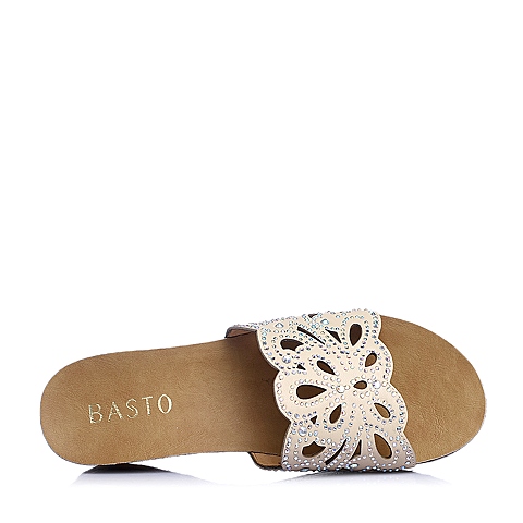 BASTO/百思图夏季专柜同款米色山羊皮女鞋TG604BT5