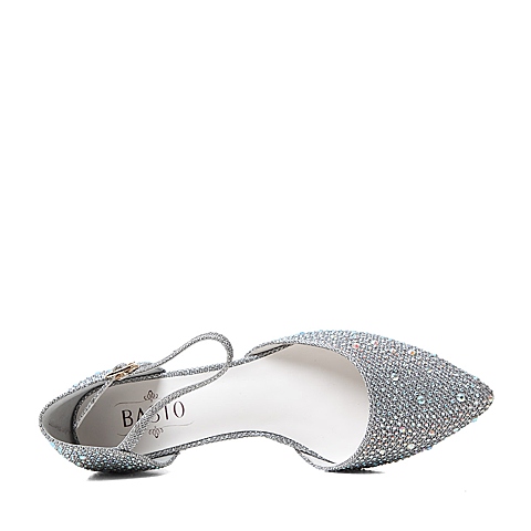 BASTO/百思图春季专柜同款银色人造革女鞋15D13AK5 专柜1