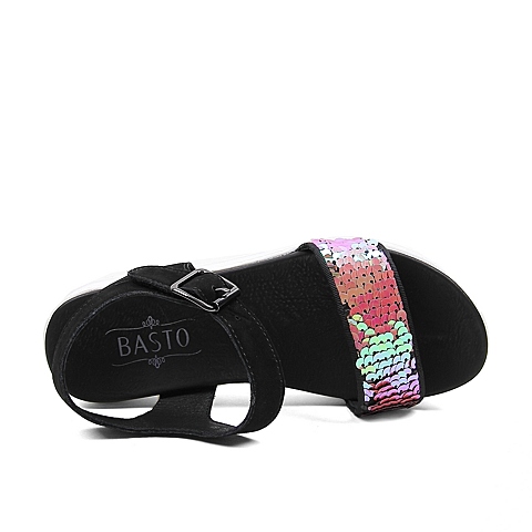 BASTO/百思图年夏季专柜同款牛皮女皮凉鞋15B30BL5 专柜2