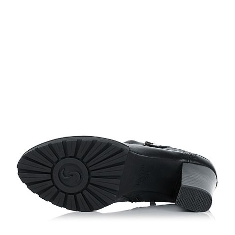 BASTO/百思图冬季专柜同款黑色小牛皮女靴TSC51DD5