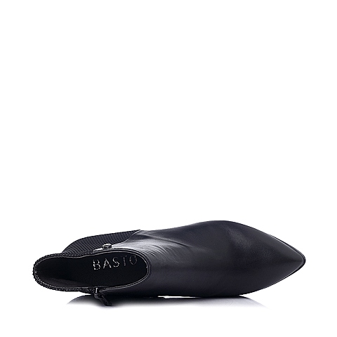 BASTO/百思图冬季专柜同款黑色小牛皮女靴TQ642DD5