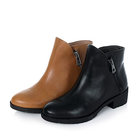BASTO/百思图冬季专柜同款棕色牛皮女靴TP740DD5