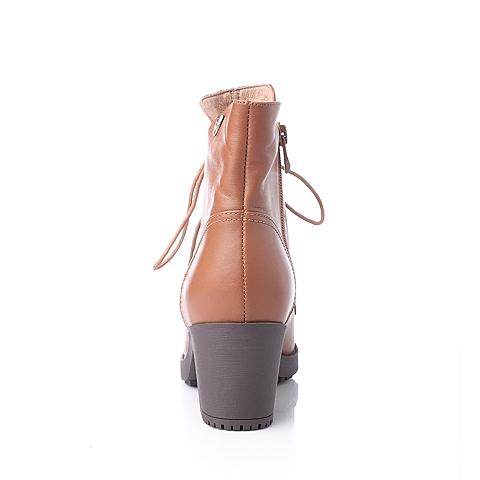 BASTO/百思图冬季专柜同款棕色小牛皮女靴TIF44DD5