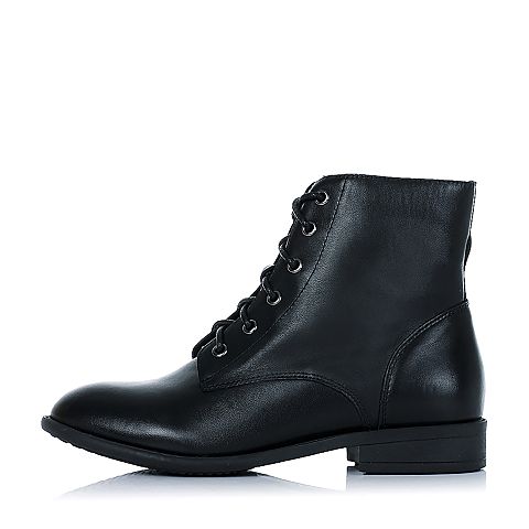 BASTO/百思图冬季专柜同款黑色水染牛皮女靴15X22DD5