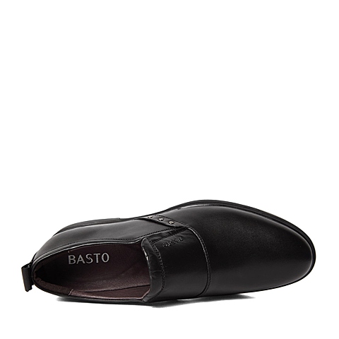 BASTO/百思图冬季专柜同款黑色油蜡牛皮男鞋ATZ02DM5 专柜1