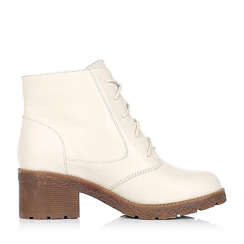 BASTO/百思图冬季专柜同款米白色牛皮女靴15X25DD5