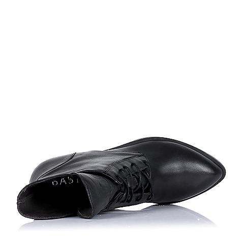 BASTO/百思图冬季专柜同款黑色小牛皮女靴TL961DZ5