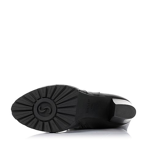 BASTO/百思图冬季专柜同款黑色小牛皮女靴TSC78DG5