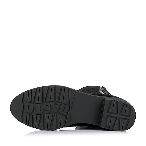 BASTO/百思图冬季专柜同款黑色二层牛皮女靴TP780DC5