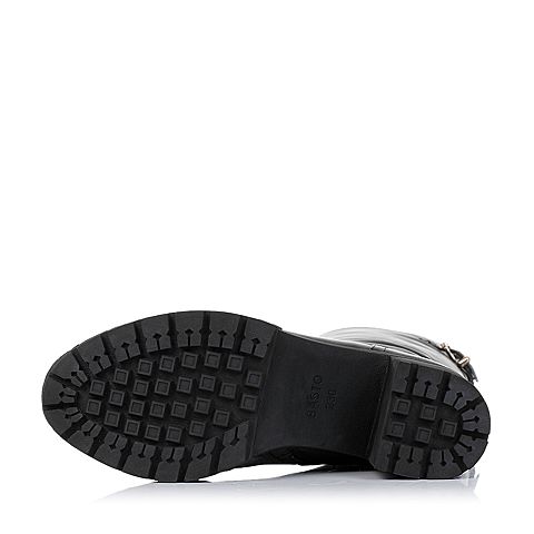 BASTO/百思图冬季专柜同款黑色牛皮女靴(绒里)5X47RDC5