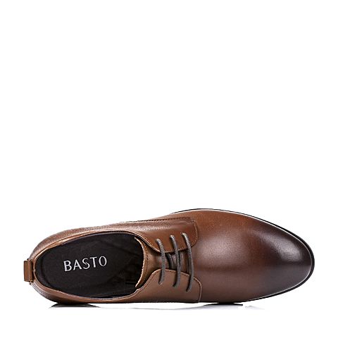 BASTO/百思图春季专柜同款浅棕色牛皮男单鞋AJK10AM5