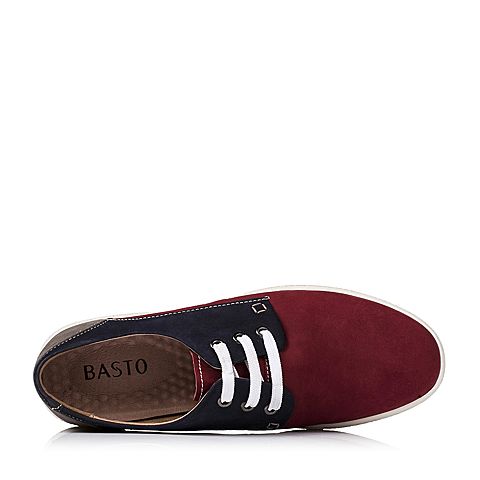 BASTO/百思图夏季专柜同款红/蓝牛皮时尚英伦风男单鞋AMF04BM5