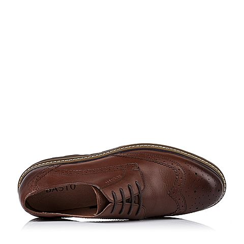 BASTO/百思图秋季专柜同款棕色牛皮英伦布洛克男皮鞋ADX04CM5