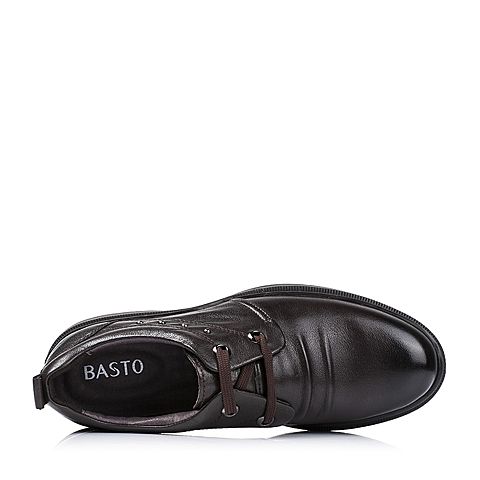 BASTO/百思图秋季棕色牛皮系带男休闲鞋AGE05DM5