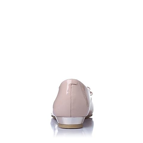 BASTO/百思图春季专柜同款粉色牛皮简约时尚坡跟女单鞋TS921AQ6