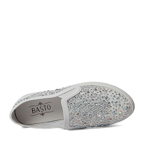 BASTO/百思图春季专柜同款白色牛皮/网布舒适松糕女休闲鞋16A51AM6