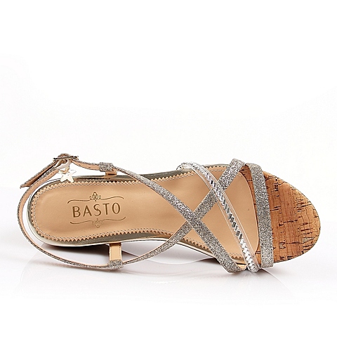 BASTO/百思图夏季专柜同款亮片布女凉鞋TF609BL6