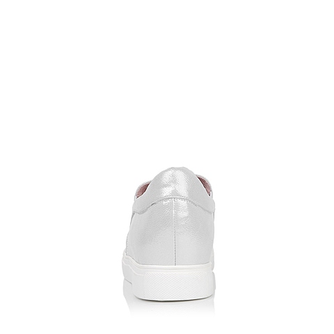 BASTO/百思图秋季专柜同款银白色羊皮舒适内增高女单鞋TKV39CM6
