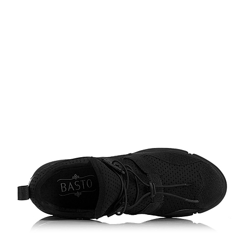 BASTO/百思图秋季专柜同款黑/白TPU/弹力布/织带女单鞋16C65CM6