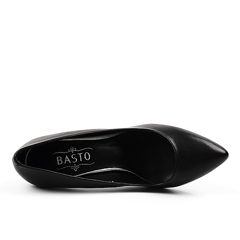BASTO/百思图秋季专柜同款打蜡牛皮革女皮鞋TPB67CQ6