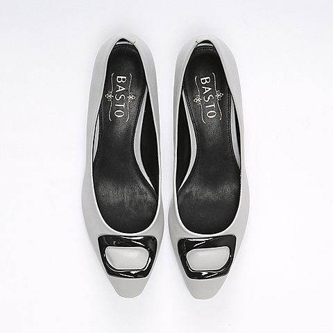 BASTO/百思图秋季专柜同款灰色羊皮女单鞋TW521CQ6