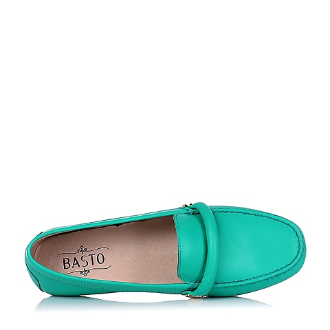 BASTO/百思图秋季专柜同款浅绿色软面牛皮浅口女单鞋YBS01CQ6