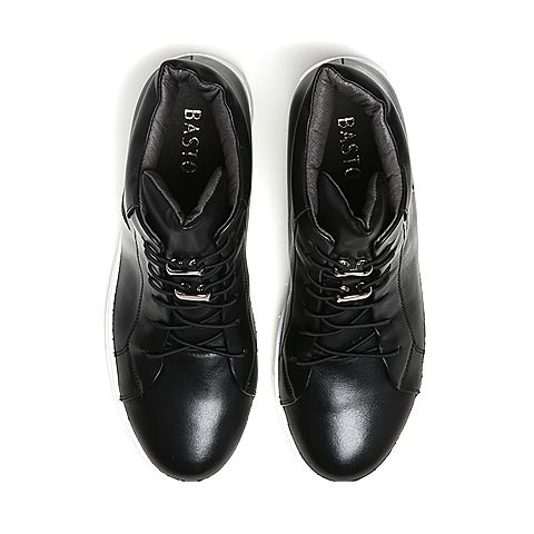 BASTO/百思图冬季专柜同款黑色牛皮女休闲靴TKV45DD6