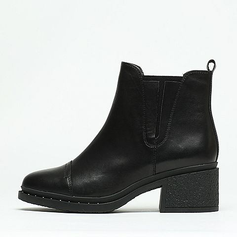 BASTO/百思图冬季专柜同款黑色牛皮女靴TXW41DD6