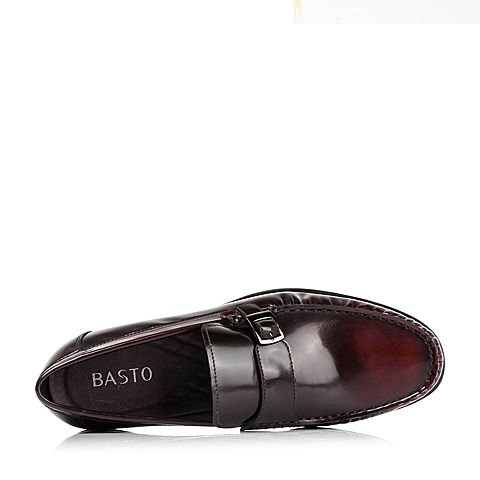 BASTO/百思图秋季酒红色牛皮商务男单鞋BFI01CQ6