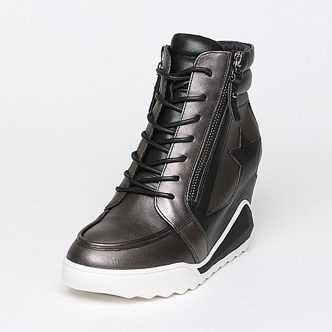 BASTO/百思图冬季专柜同款黑色牛皮女靴16D01DZ6