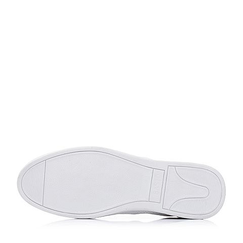 BASTO/百思图夏季专柜同款白色牛皮舒适镂空男休闲鞋AYB12BM6