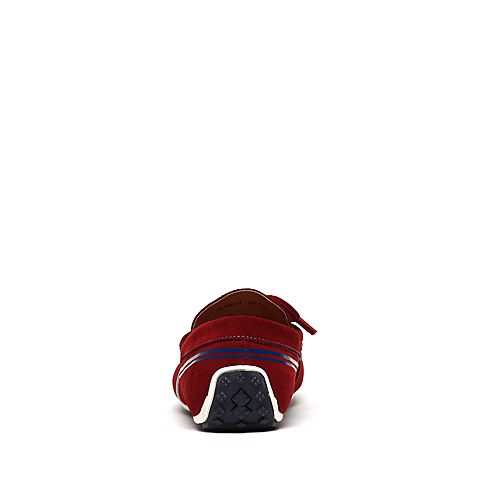 BASTO/百思图春季专柜同款红色剖层牛皮革休闲舒适圆头男皮鞋ABV24AM6