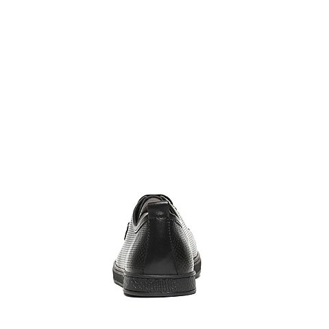 BASTO/百思图夏季专柜同款黑色牛皮系带舒适镂空圆头男休闲鞋AYB08BM6