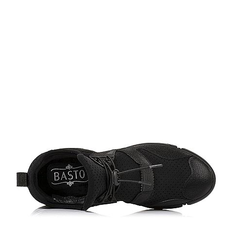 BASTO/百思图秋季专柜同款黑/白TPU/弹力布/织带女休闲鞋(绒里)16C65CM6