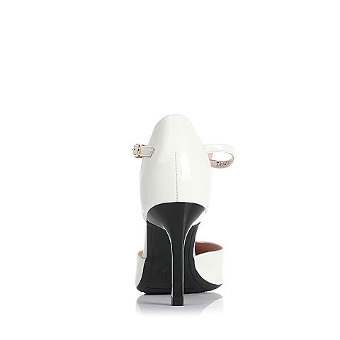 BASTO/百思图春季专柜同款白色牛皮时尚简约优雅细高跟尖头女凉鞋TM502AK6
