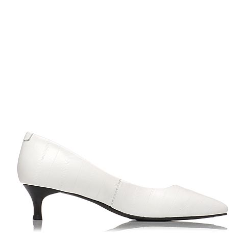 BASTO/百思图春季专柜同款白色羊皮简约通勤女单鞋TI425AQ7
