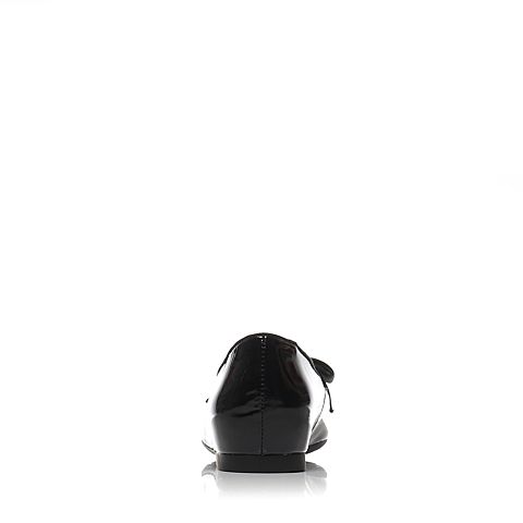 BASTO/百思图春季专柜同款黑色牛皮内增高流苏女单鞋TJ224AQ7